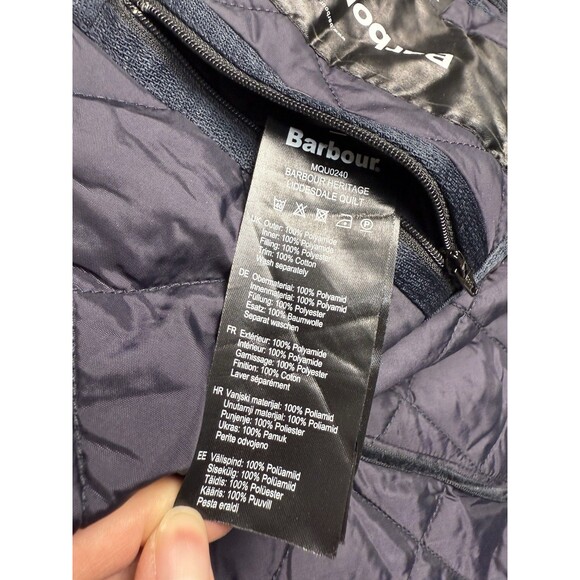 Barbour Mens Heritage Liddesdale Quilted Jacket Navy England Size L , MQU0240 - Picture 8 of 9